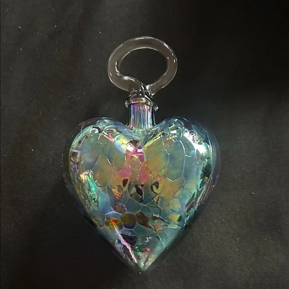 Iridescent Heart-Shaped Glass Ornament - Picture 2 of 5